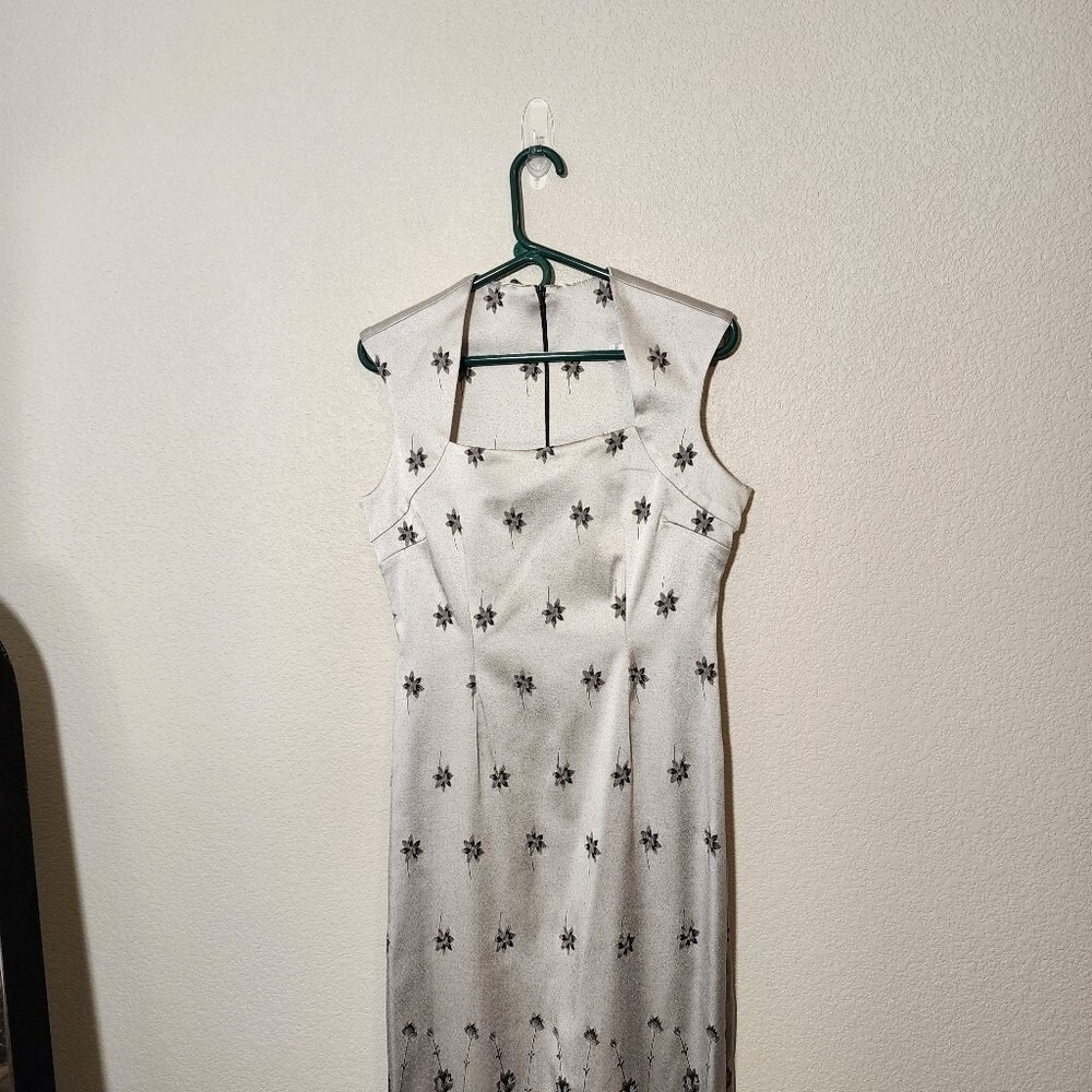 HARLOW NITES VINTAGE 90s Silver Bodycon‎ Maxi Dress Y2K Glam Size L - Picture 5 of 9